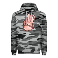 Slate Camo Floral Argyle Peace Sign Premium Hoodie - Jasminsmagicworld