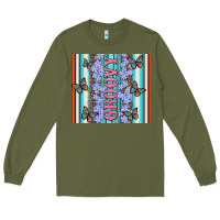 Army Green groovy with flowers and Butterflies Long Sleeve Tee - Artiststas
