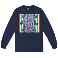 Navy groovy with flowers and Butterflies Long Sleeve Tee - Artiststas