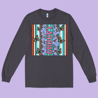 Groovy With Flowers And Butterflies Long Sleeve Tee Designed By Artiststas