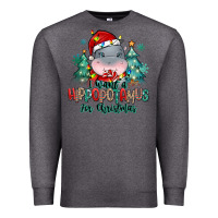 Charcoal Heather i want a hippopotamus for christmas Premium Sweatshirt - MaliasSmallBusiness