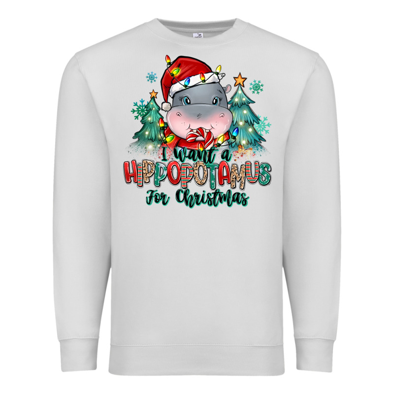 I Want A Hippopotamus For Christmas Premium Sweatshirt by MaliasSmallBusiness | Teevron