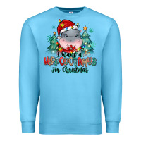 Ocean Blue i want a hippopotamus for christmas Premium Sweatshirt - MaliasSmallBusiness