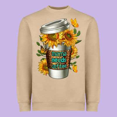 Mama Needs Coffee Cup Heavyweight Sweatshirt Designed By Fadigitalartstudio