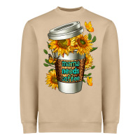 Mushroom Mama Needs Coffee Cup Heavyweight Sweatshirt - FaDigitalArtStudio