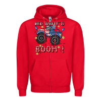Red 4th of july png, monster truck Zipper Hoodie - MaliasSmallBusiness