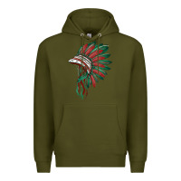 Army Green american flag indian headdress Premium Hoodie - BarkalooDesign