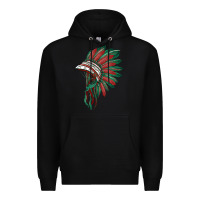 Black american flag indian headdress Premium Hoodie - BarkalooDesign