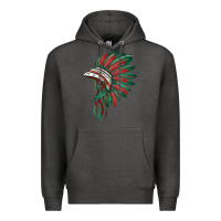 Charcoal Heather american flag indian headdress Premium Hoodie - BarkalooDesign
