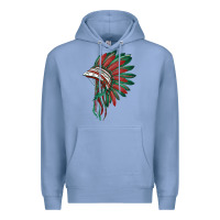 Colony Blue american flag indian headdress Premium Hoodie - BarkalooDesign