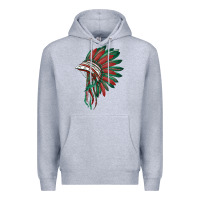 Heather Grey american flag indian headdress Premium Hoodie - BarkalooDesign