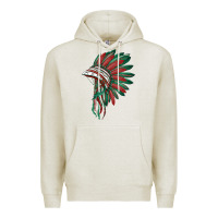 Oatmeal Heather american flag indian headdress Premium Hoodie - BarkalooDesign