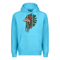 Ocean Blue american flag indian headdress Premium Hoodie - BarkalooDesign