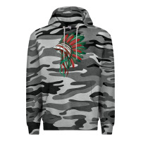 Slate Camo american flag indian headdress Premium Hoodie - BarkalooDesign