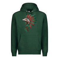 Sports Green american flag indian headdress Premium Hoodie - BarkalooDesign