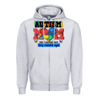 Heather Grey autism mom like a normal mom Zipper Hoodie - MaliasSmallBusiness