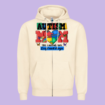 Autism Mom Like A Normal Mom Zipper Hoodie Designed By Maliassmallbusiness