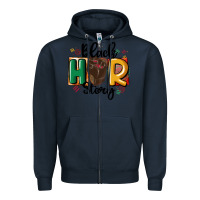 Navy black story Zipper Hoodie - MaliasSmallBusiness