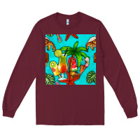 Burgundy summer drinks and ice cream Long Sleeve Tee - BundleAndBundleShop