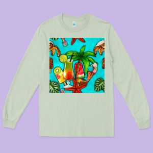 Summer Drinks And Ice Cream Long Sleeve Tee Designed By Bundleandbundleshop
