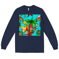 Navy summer drinks and ice cream Long Sleeve Tee - BundleAndBundleShop