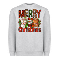 Heather Grey Merry Christmas Coffee Cups Heavyweight Sweatshirt - FaDigitalArtStudio