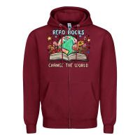 Burgundy book lover Zipper Hoodie - MaliasSmallBusiness