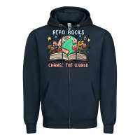 Navy book lover Zipper Hoodie - MaliasSmallBusiness