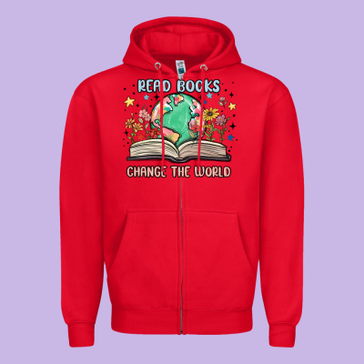 Book Lover Zipper Hoodie Designed By Maliassmallbusiness