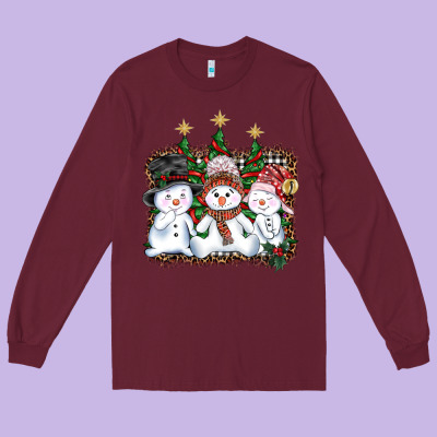Christmas Snowman Long Sleeve Tee Designed By Adodesignshop