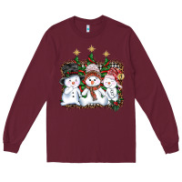 Burgundy christmas snowman Long Sleeve Tee - AdoDesignShop