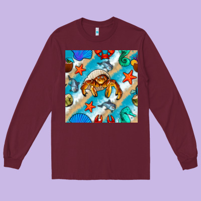 Sea Animals Long Sleeve Tee Designed By Bundleandbundleshop