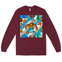 Burgundy sea animals Long Sleeve Tee - BundleAndBundleShop