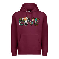 Burgundy love with holstein cow Premium Hoodie - BarkalooDesign