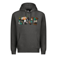 Charcoal Heather love with holstein cow Premium Hoodie - BarkalooDesign