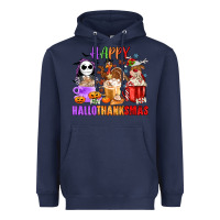Navy happy hallothanksmas Heavyweight Hoodie - MaliasSmallBusiness