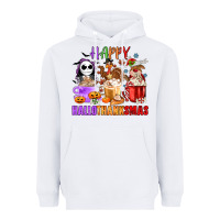 White happy hallothanksmas Heavyweight Hoodie - MaliasSmallBusiness