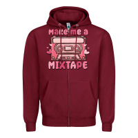 Burgundy make me a mixtape Zipper Hoodie - MaliasSmallBusiness