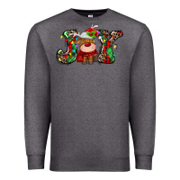 Charcoal Heather joy christmas deer Premium Sweatshirt - MaliasSmallBusiness