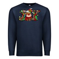 Navy joy christmas deer Premium Sweatshirt - MaliasSmallBusiness