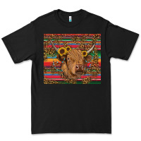 Black serape leopard turquoise sunflowers cow Premium Tee - RanaPortraitStore