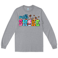 Heather Grey milk shake with chocolate heart Long Sleeve Tee - AdoDesignShop