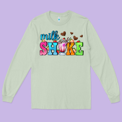Milk Shake With Chocolate Heart Long Sleeve Tee Designed By Adodesignshop
