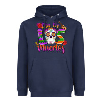 Navy dia de los muertos Heavyweight Hoodie - MaliasSmallBusiness