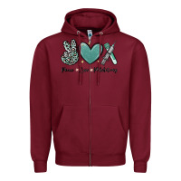 Burgundy peace love phlebotomy Zipper Hoodie - MaliasSmallBusiness