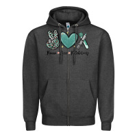 Charcoal Heather peace love phlebotomy Zipper Hoodie - MaliasSmallBusiness
