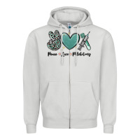 Dove Grey peace love phlebotomy Zipper Hoodie - MaliasSmallBusiness