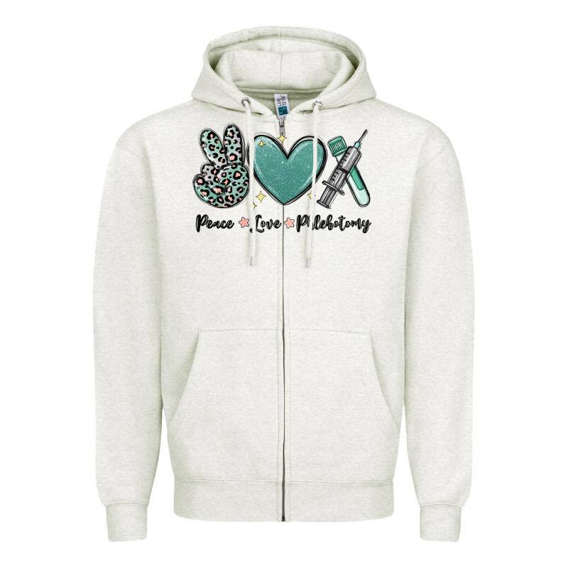 Peace Love Phlebotomy Zipper Hoodie by MaliasSmallBusiness | Teevron