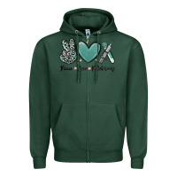 Sports Green peace love phlebotomy Zipper Hoodie - MaliasSmallBusiness
