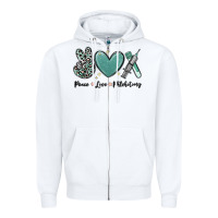White peace love phlebotomy Zipper Hoodie - MaliasSmallBusiness